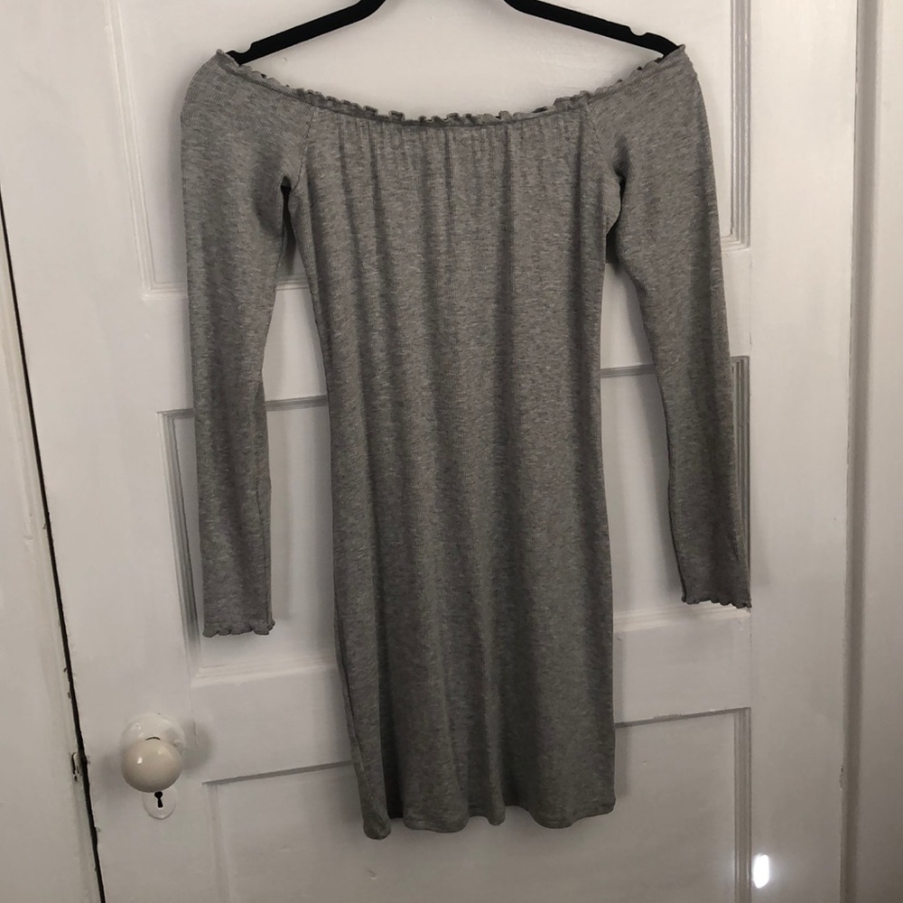 Grey off shoulder mini